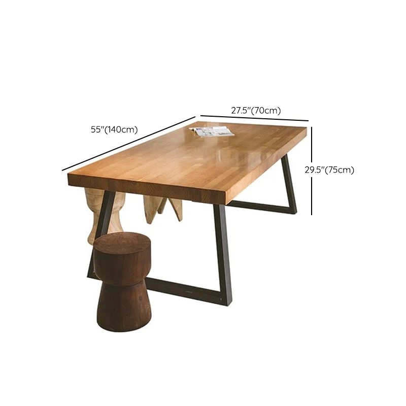Tavolo rettangolare con doppio piedistallo, scrivania da cucina industriale legno massello Clearhalo