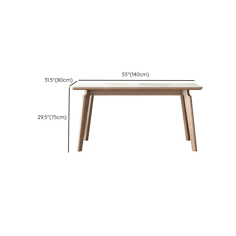 Tavolo rettangolare con gambe legno massello Tavolo da pranzo moderno pietra per sala da pranzo Clearhalo