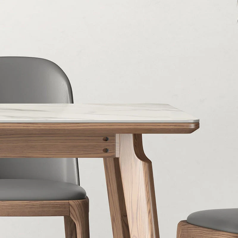 Tavolo rettangolare con gambe legno massello Tavolo da pranzo moderno pietra per sala da pranzo Clearhalo