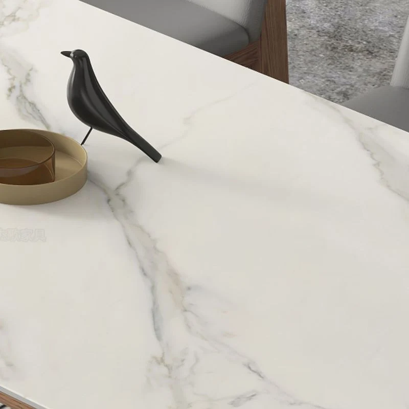Tavolo rettangolare con gambe legno massello Tavolo da pranzo moderno pietra per sala da pranzo Clearhalo