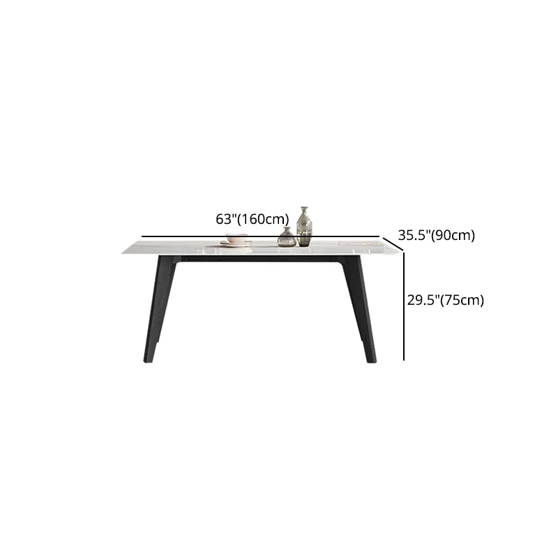 Tavolo rettangolare con piano pietra industriale Tavolo da pranzo bianco e nero Clearhalo