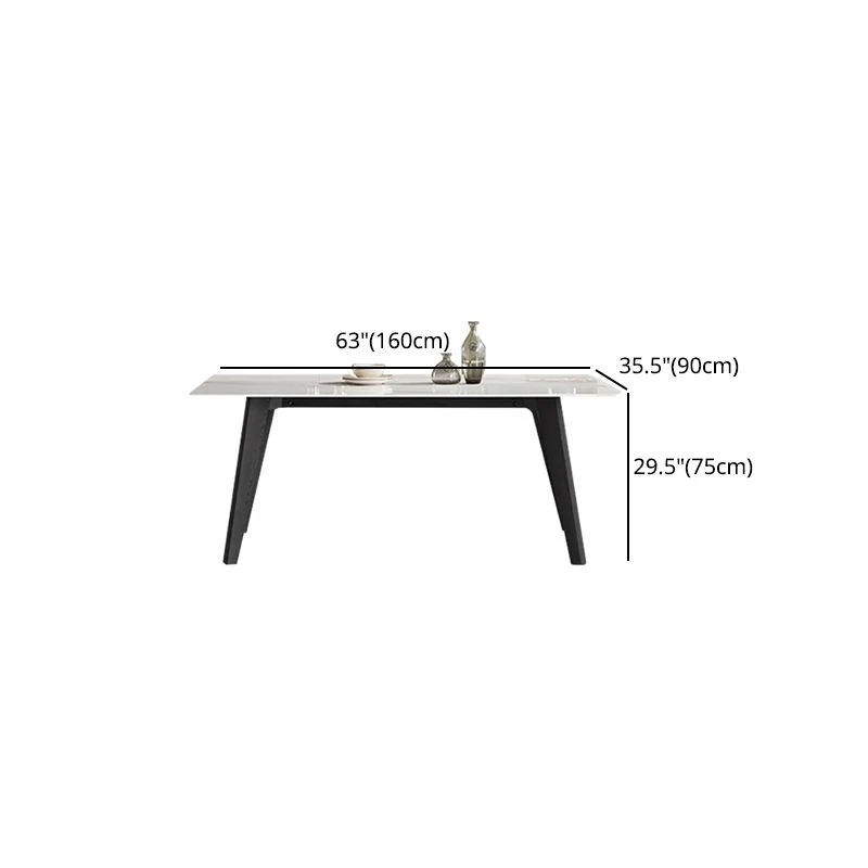Tavolo rettangolare con piano pietra industriale Tavolo da pranzo bianco e nero Clearhalo