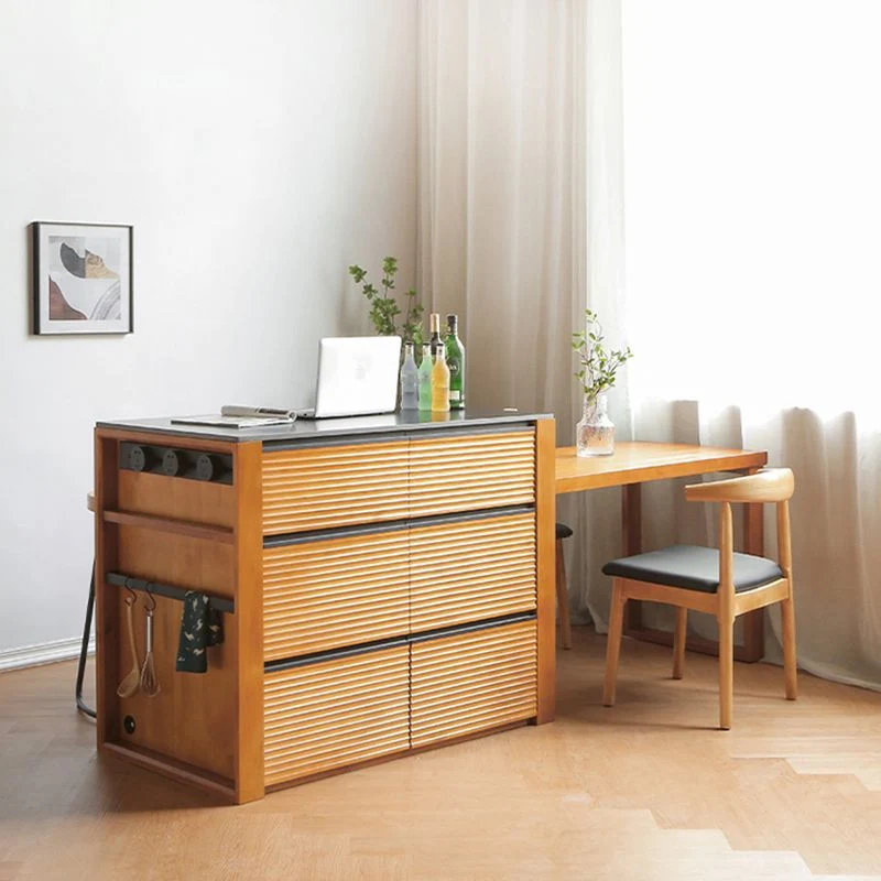 Tavolo rettangolare da cucina contemporaneo ad isola con base legno di pino Clearhalo