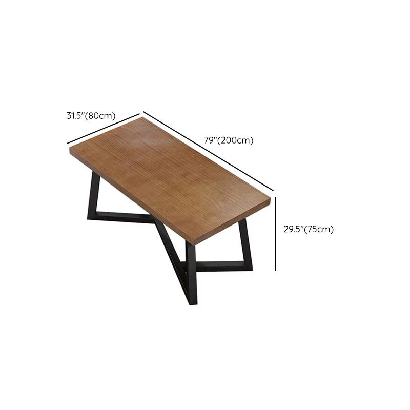 Tavolo rettangolare industriale con piano legno marrone per interni con base metallo Clearhalo