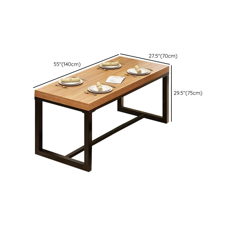 Tavolo rettangolare legno massello di pino Tavolo da pranzo industriale con base nera Clearhalo