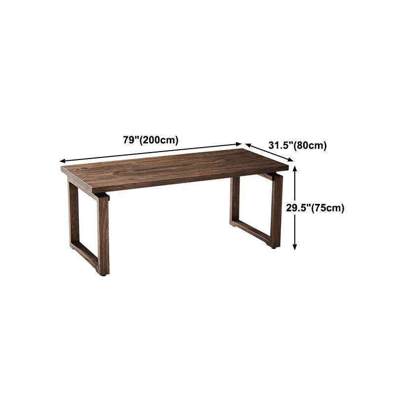 Tavolo Rettangolare Marrone Legno Massello Arredamento Moderno con Doppio Piedistallo Clearhalo