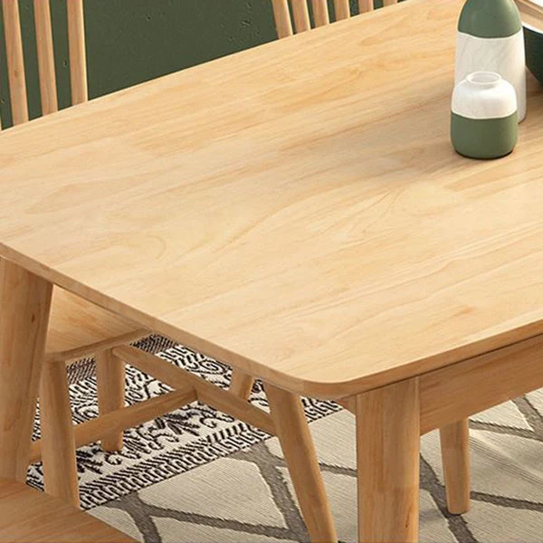 Tavolo rettangolare moderno legno massello tavolo da cucina altezza standard con 4 gambe Clearhalo