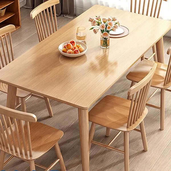 Tavolo rettangolare moderno legno Tavolo da pranzo ad altezza standard con 4 gambe Clearhalo