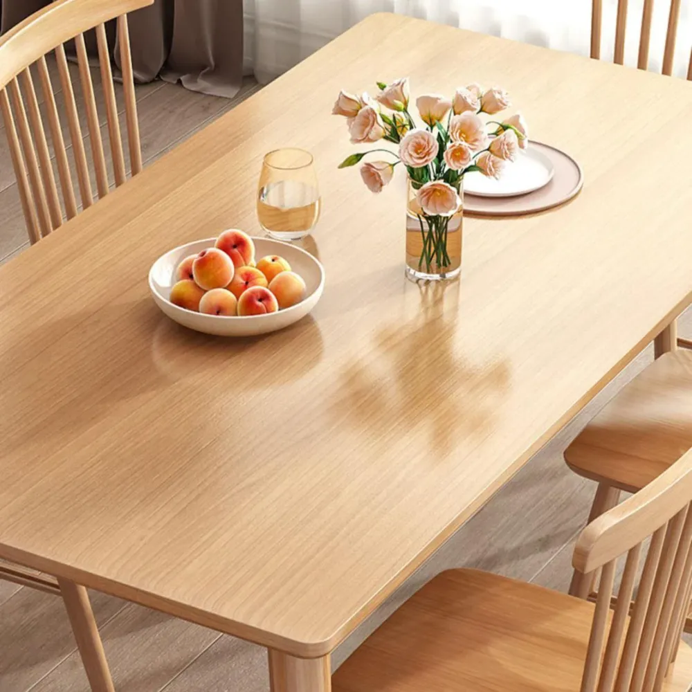 Tavolo rettangolare moderno legno Tavolo da pranzo ad altezza standard con 4 gambe Clearhalo