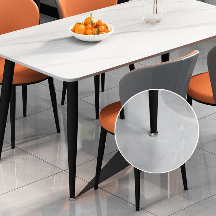 Tavolo rettangolare moderno pietra Tavolo da pranzo ad altezza standard con 4 gambe Clearhalo