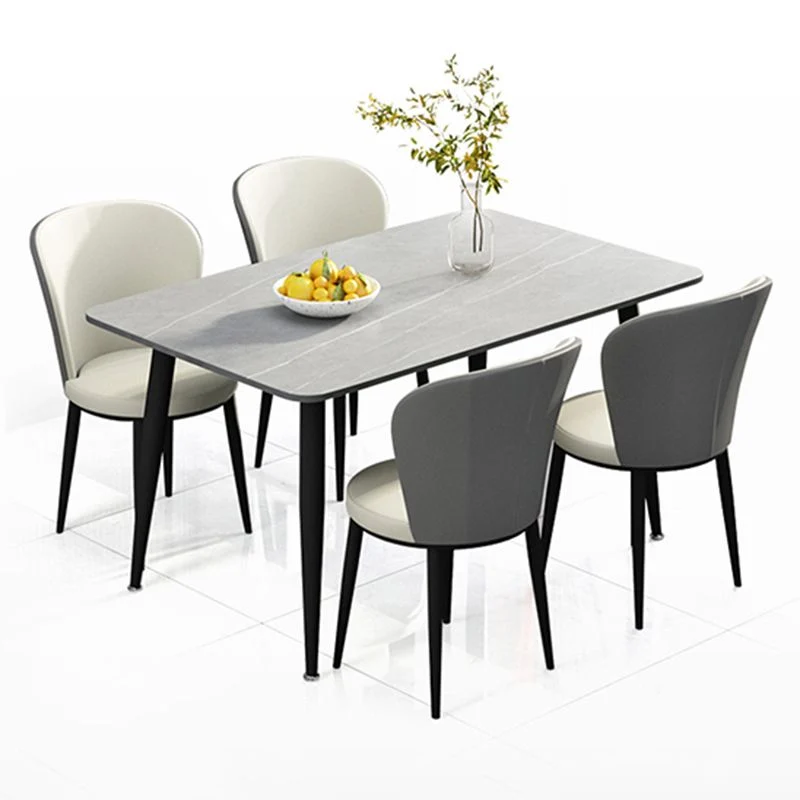 Tavolo rettangolare moderno pietra Tavolo da pranzo ad altezza standard con 4 gambe Clearhalo