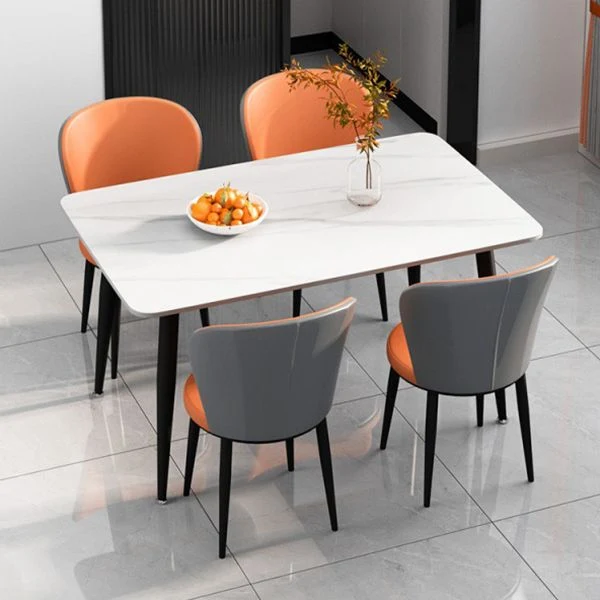 Tavolo rettangolare moderno pietra Tavolo da pranzo ad altezza standard con 4 gambe Clearhalo