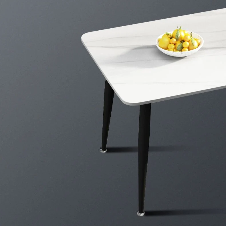 Tavolo rettangolare moderno pietra Tavolo da pranzo ad altezza standard con 4 gambe Clearhalo