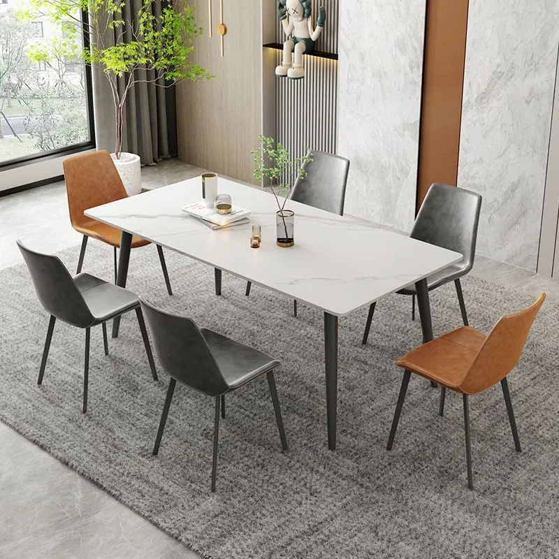 Tavolo rettangolare moderno pietra Tavolo da pranzo ad altezza standard con 4 gambe Clearhalo