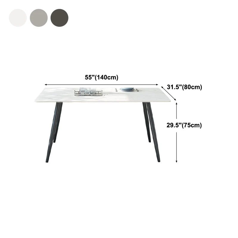 Tavolo rettangolare moderno pietra Tavolo da pranzo ad altezza standard con 4 gambe Clearhalo