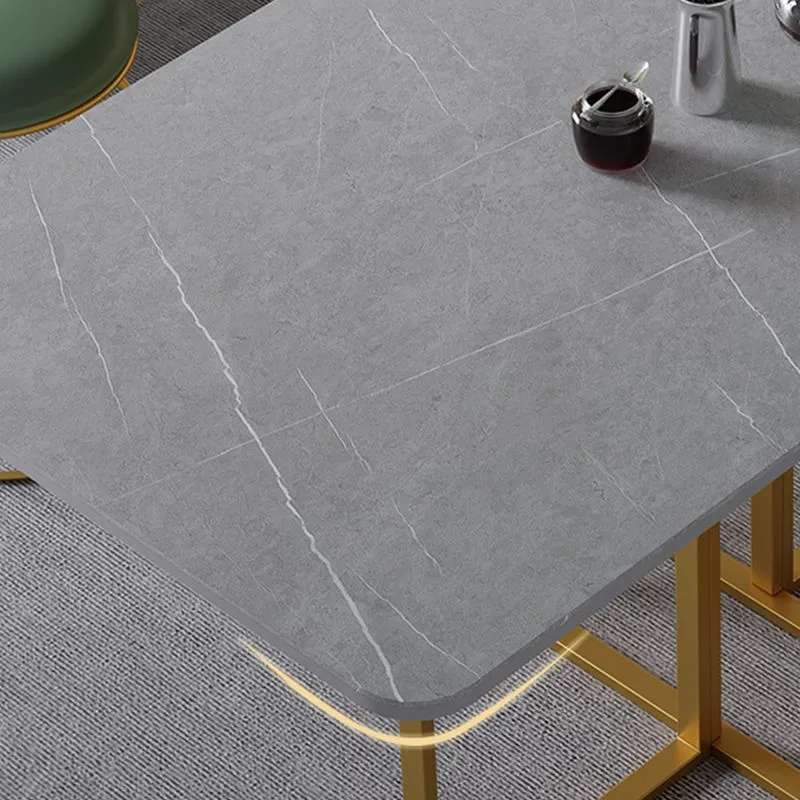 Tavolo rettangolare pieghevole moderno da 59 "H pietra sinterizzata con base cavalletto Clearhalo