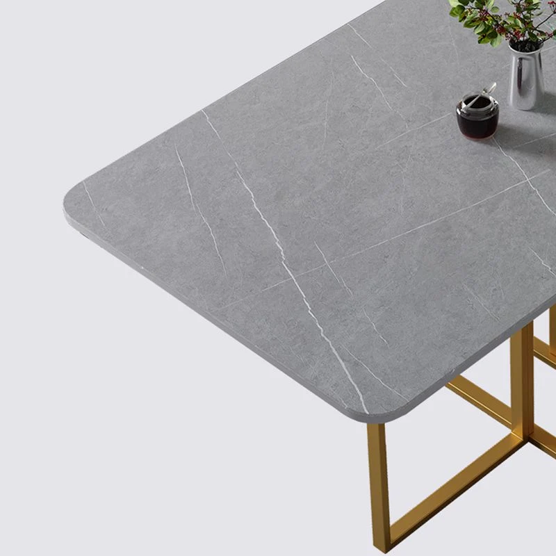 Tavolo rettangolare pieghevole moderno da 59 "H pietra sinterizzata con base cavalletto Clearhalo