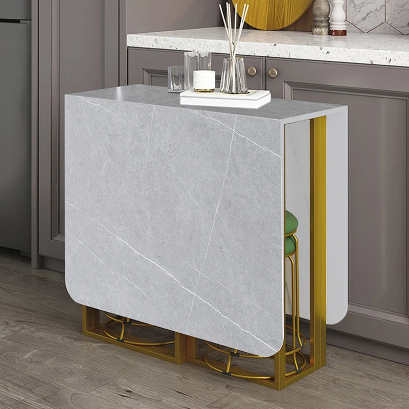 Tavolo rettangolare pieghevole moderno da 59 "H pietra sinterizzata con base cavalletto Clearhalo