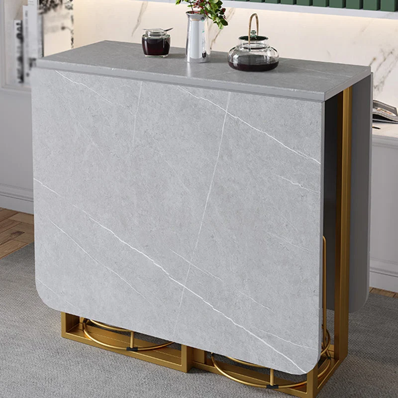 Tavolo rettangolare pieghevole moderno da 59 "H pietra sinterizzata con base cavalletto Clearhalo