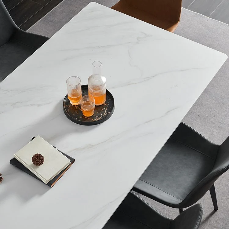 Tavolo rettangolare pietra industriale Tavolo da pranzo ad altezza standard con base cavalletto Clearhalo