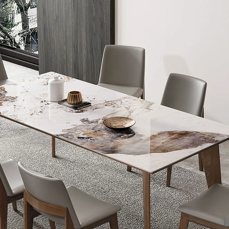 Tavolo Rettangolare Pietra Sinterizzata per Ristorante Tavolo Medievale Moderno con 4 Gambe Clearhalo