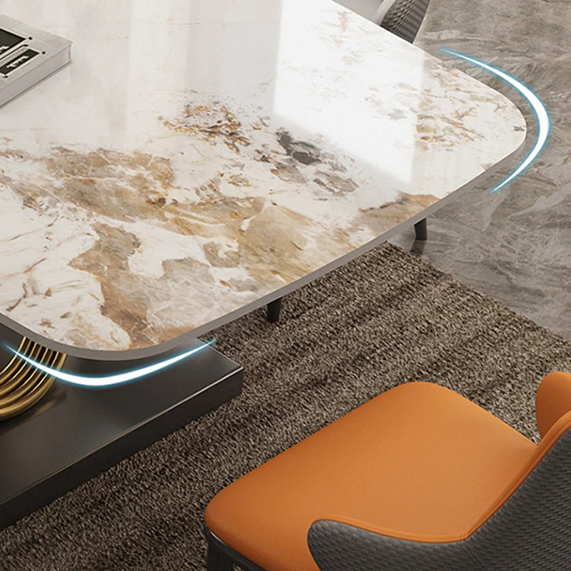 Tavolo rettangolare pietra sinterizzata stile industriale con gambe metallo per uso domestico Clearhalo