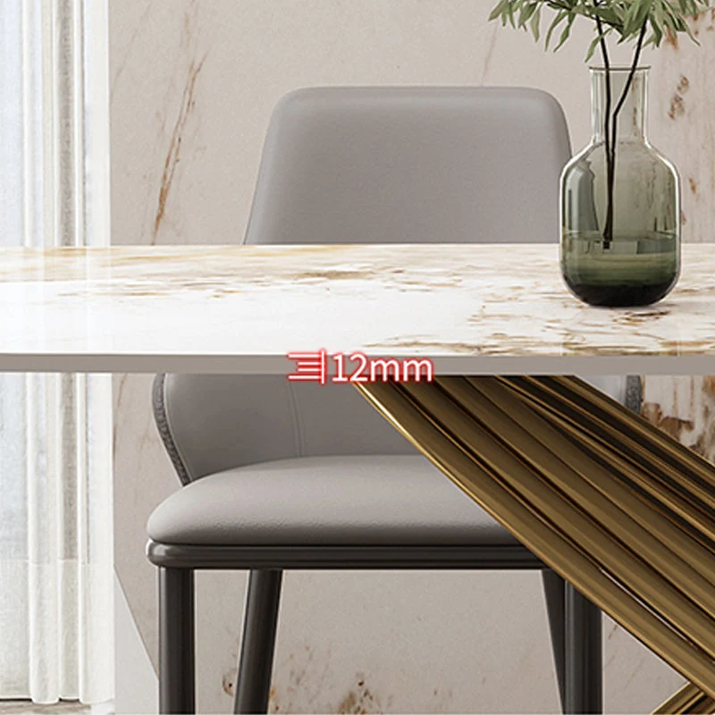 Tavolo rettangolare pietra sinterizzata stile industriale con gambe metallo per uso domestico Clearhalo