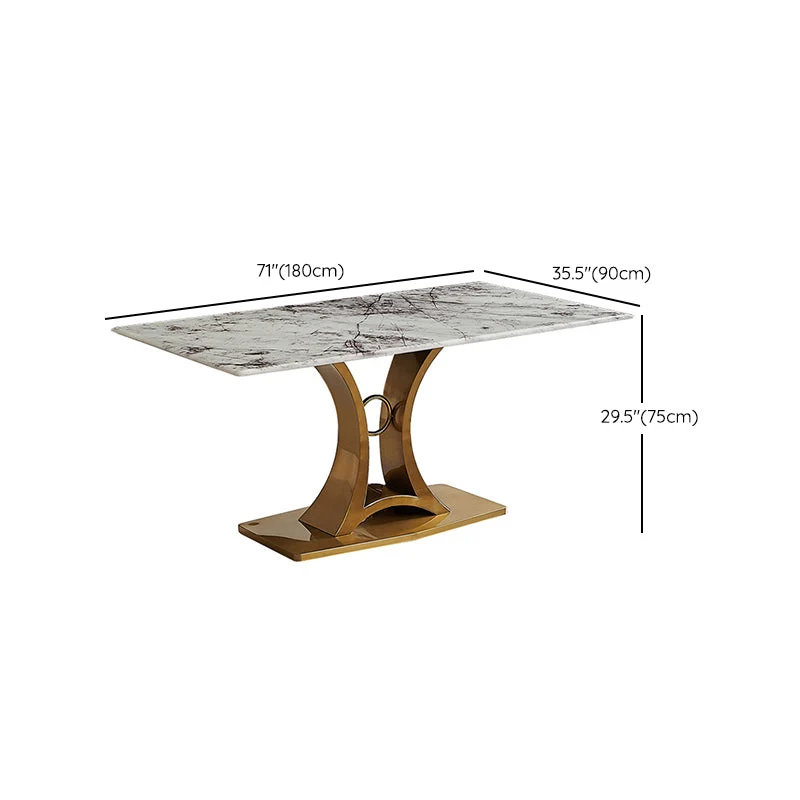 Tavolo rettangolare stile Glam Tavolo da pranzo pietra sinterizzata con gambe metallo Clearhalo