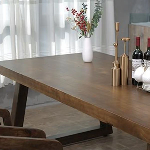 Tavolo rettangolare stile industriale Tavolo da pranzo legno con gambe legno Clearhalo