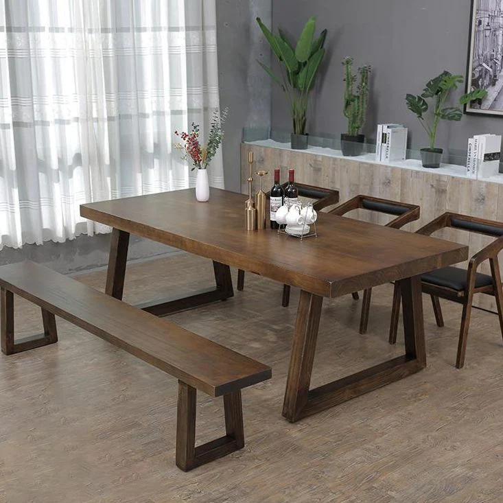 Tavolo rettangolare stile industriale Tavolo da pranzo legno con gambe legno Clearhalo