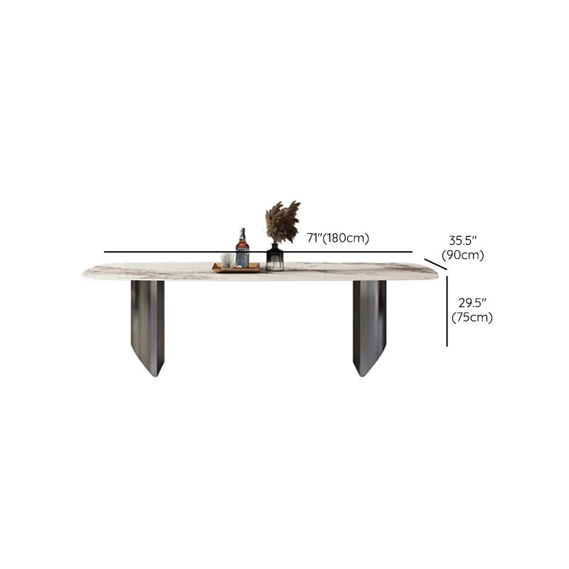 Tavolo rettangolare stile moderno Tavolo da pranzo pietra sinterizzata con gambe metallo Clearhalo