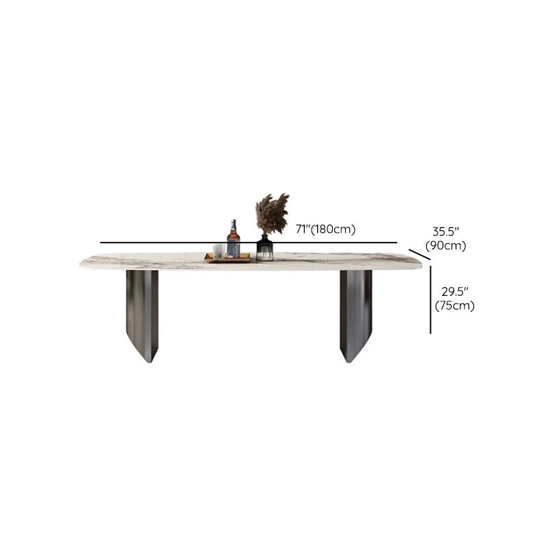 Tavolo rettangolare stile moderno Tavolo da pranzo pietra sinterizzata con gambe metallo Clearhalo