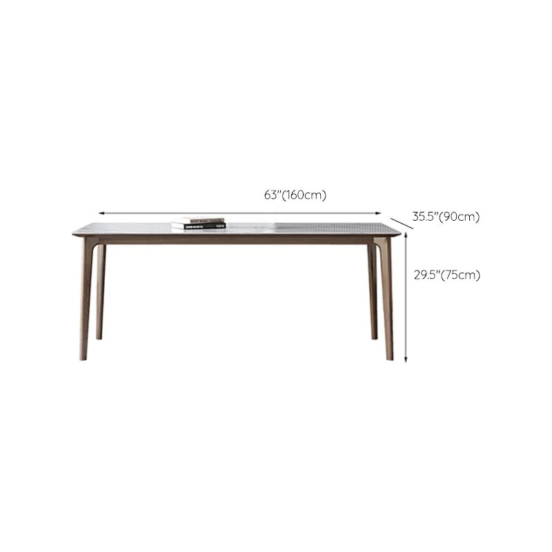Tavolo rettangolare Tavolo da pranzo medievale moderno pietra sinterizzata con base legno Clearhalo