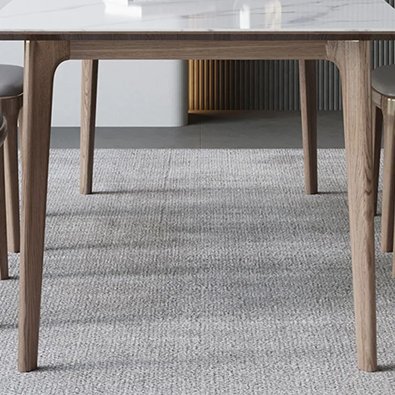 Tavolo rettangolare Tavolo da pranzo medievale moderno pietra sinterizzata con base legno Clearhalo