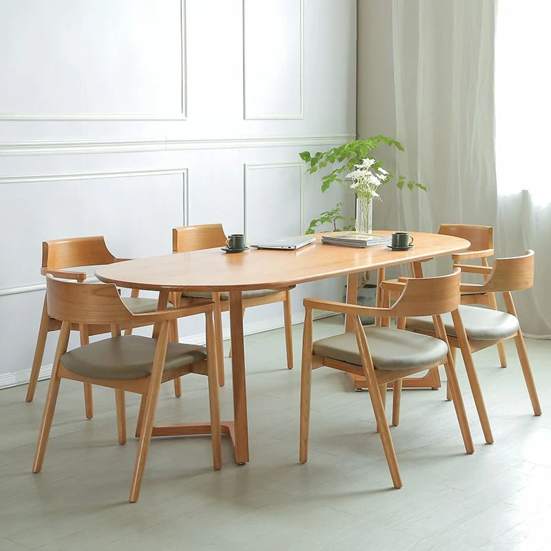 Tavolo da ristorante con piano ovale Simplicity Tavolo da pranzo legno massello per sala da pranzo Clearhalo