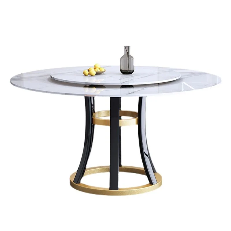 Tavolo rotondo moderno pietra Tavolo da pranzo ad altezza standard con base piedistallo Clearhalo