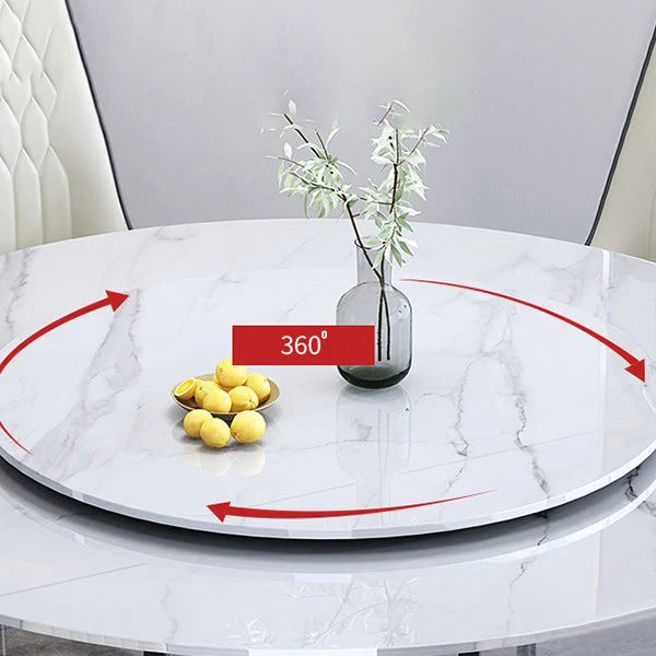 Tavolo rotondo moderno pietra Tavolo da pranzo ad altezza standard con base piedistallo Clearhalo