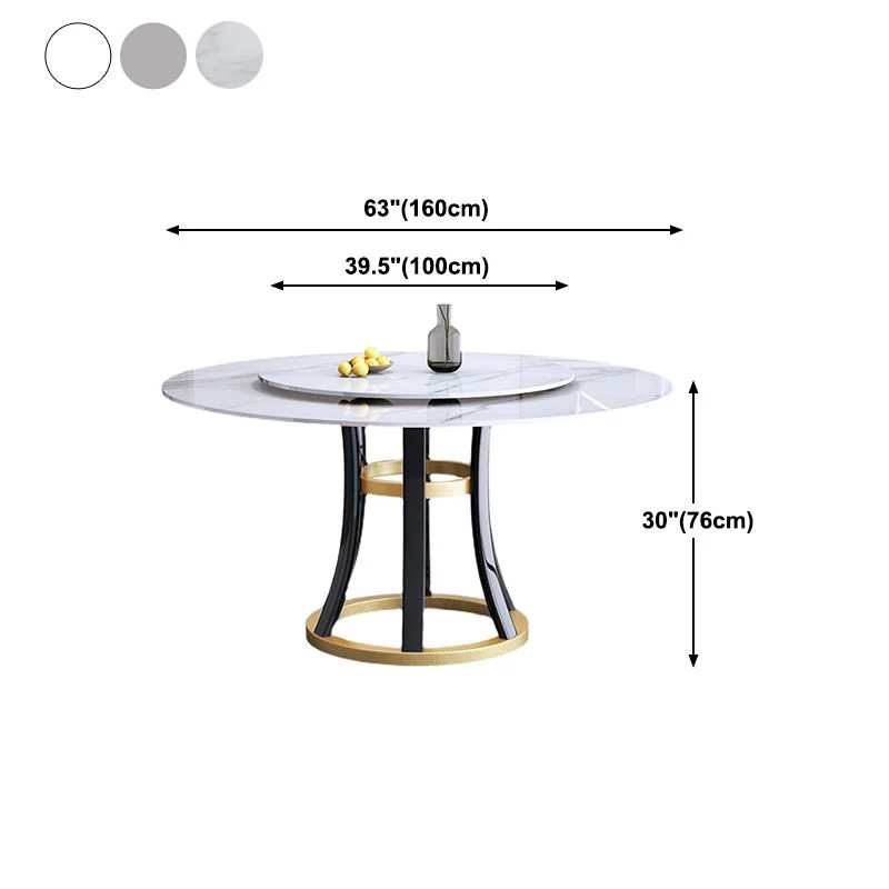 Tavolo rotondo moderno pietra Tavolo da pranzo ad altezza standard con base piedistallo Clearhalo