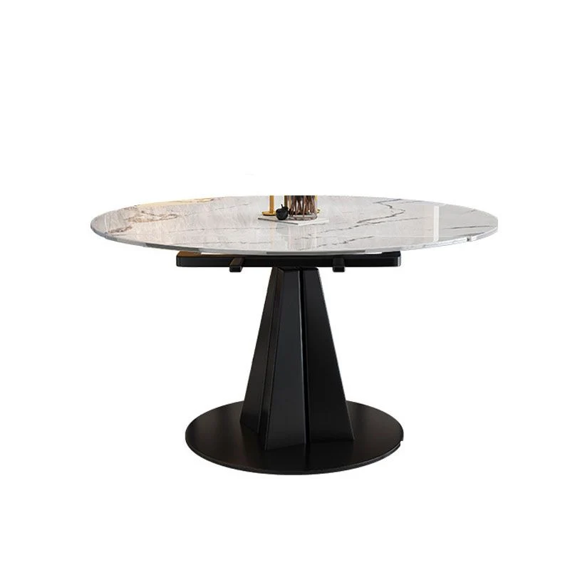 Tavolo rotondo moderno pietra Tavolo da pranzo ad altezza standard con base piedistallo Clearhalo