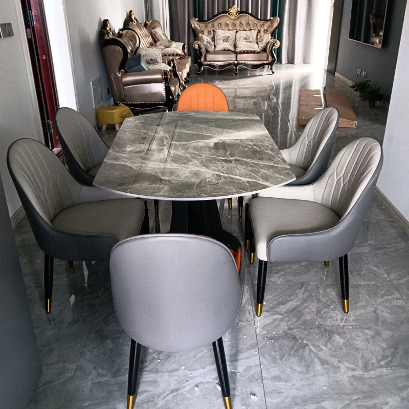 Tavolo rotondo moderno pietra Tavolo da pranzo ad altezza standard con base piedistallo Clearhalo
