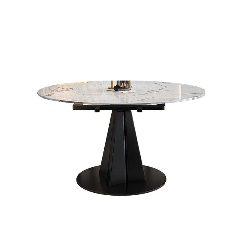 Tavolo rotondo moderno pietra Tavolo da pranzo ad altezza standard con base piedistallo Clearhalo