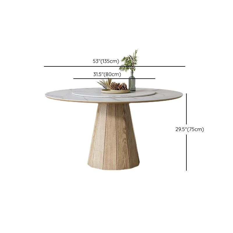 Tavolo rotondo moderno Tavolo da pranzo pietra sinterizzata bianca per la casa Clearhalo