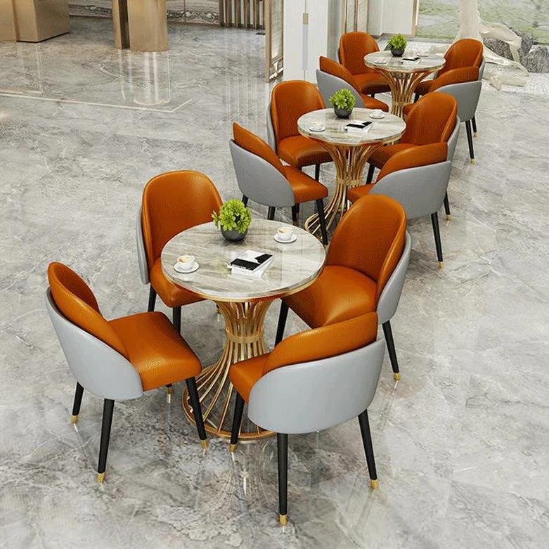 Tavolo rotondo tradizionale di lusso metallo per sala da pranzo Tavolo pietra sinterizzata con piedistallo Clearhalo