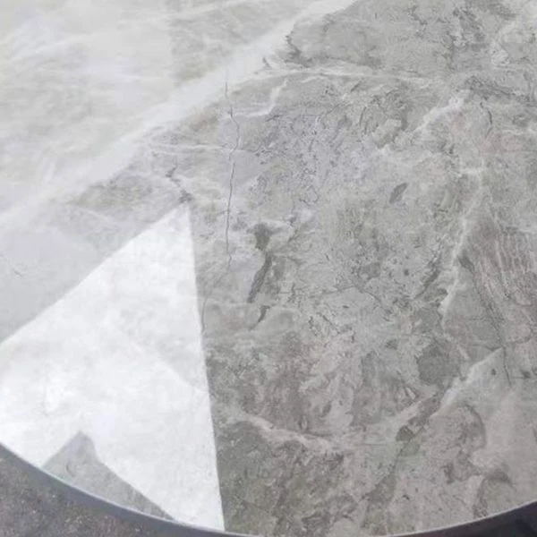 Tavolo rotondo tradizionale di lusso metallo per sala da pranzo Tavolo pietra sinterizzata con piedistallo Clearhalo
