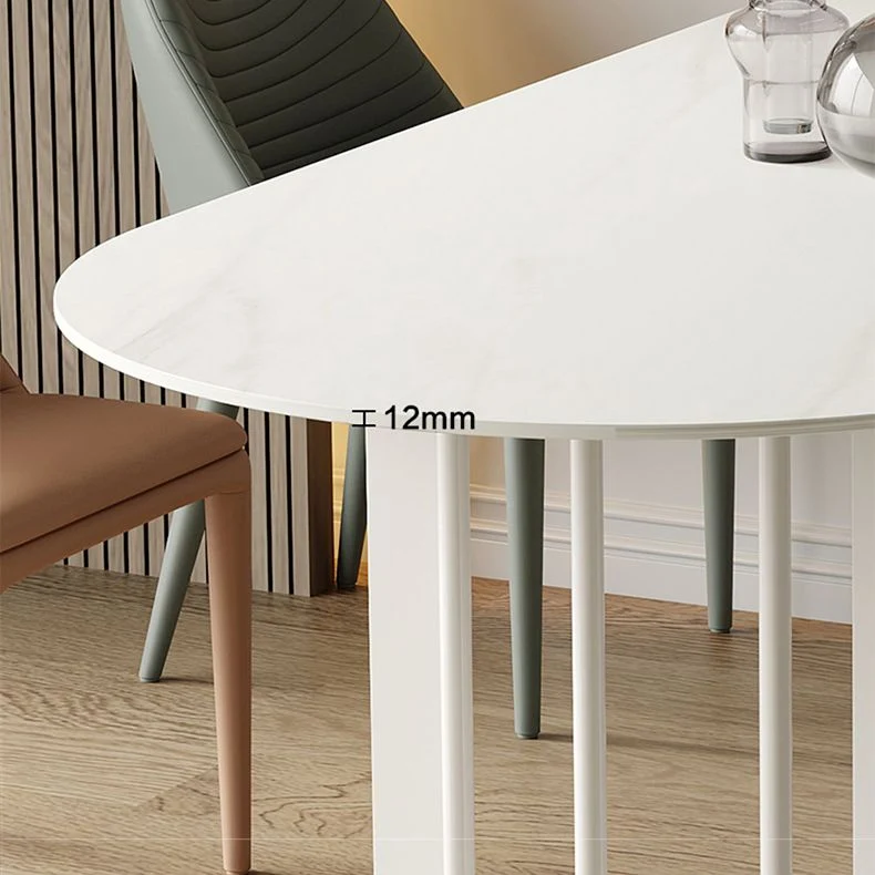 Tavolo da salotto semplice pietra Tavolo ovale bianco con piedistallo metallo Clearhalo