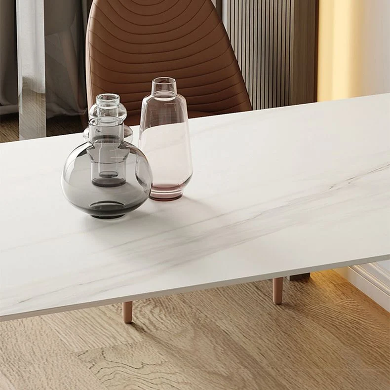 Tavolo da salotto semplice pietra Tavolo ovale bianco con piedistallo metallo Clearhalo