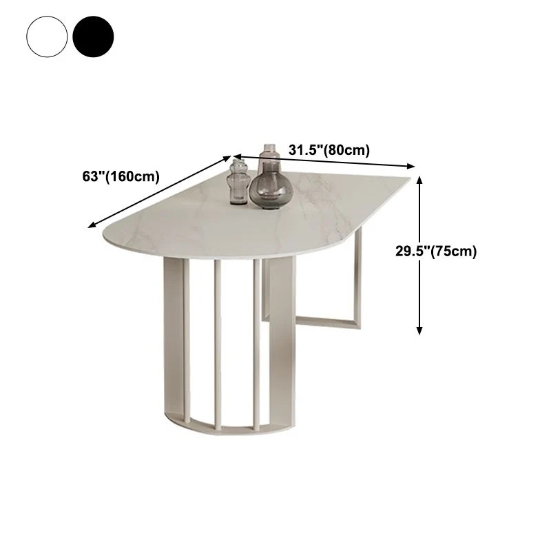 Tavolo da salotto semplice pietra Tavolo ovale bianco con piedistallo metallo Clearhalo