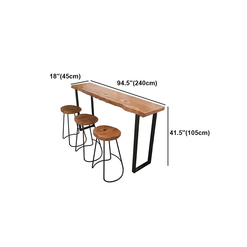 Tavolo speciale marrone stile moderno legno massello e tavolo da bar metallo Clearhalo