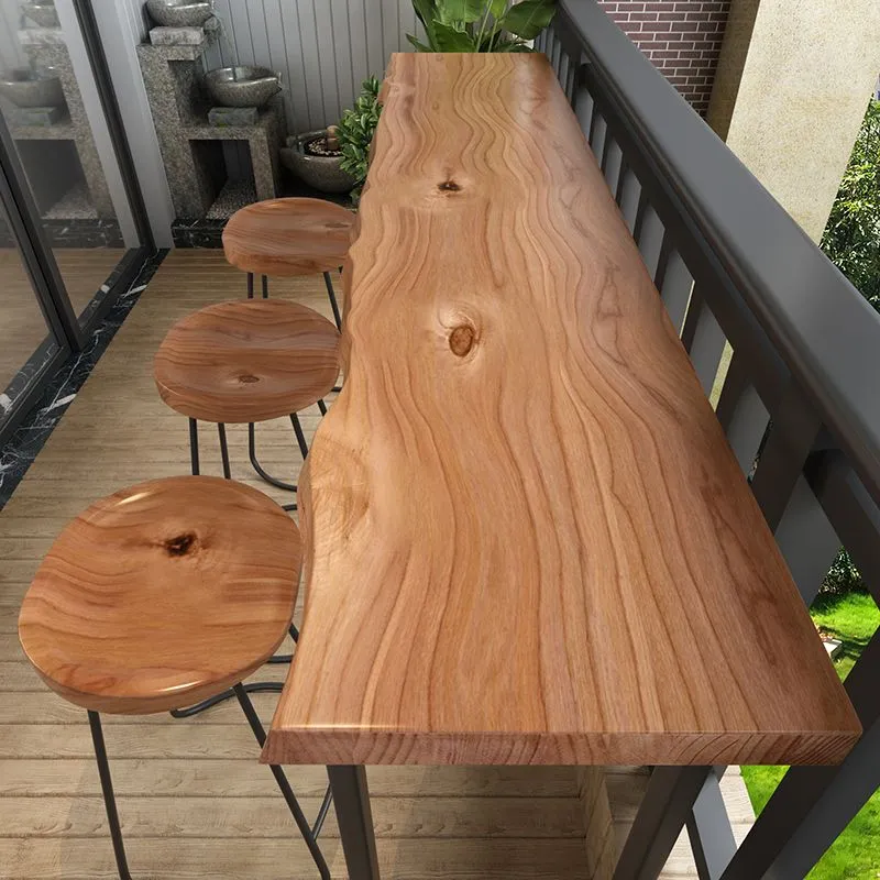 Tavolo speciale marrone stile moderno legno massello e tavolo da bar metallo Clearhalo