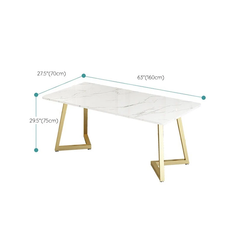 Tavolo stile Glam Tavolo rettangolare finto marmo con gambe metallo per uso domestico Clearhalo